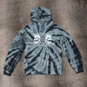 Assholes Live Forever Tie Dye Hoodie Grey Black Women's Small